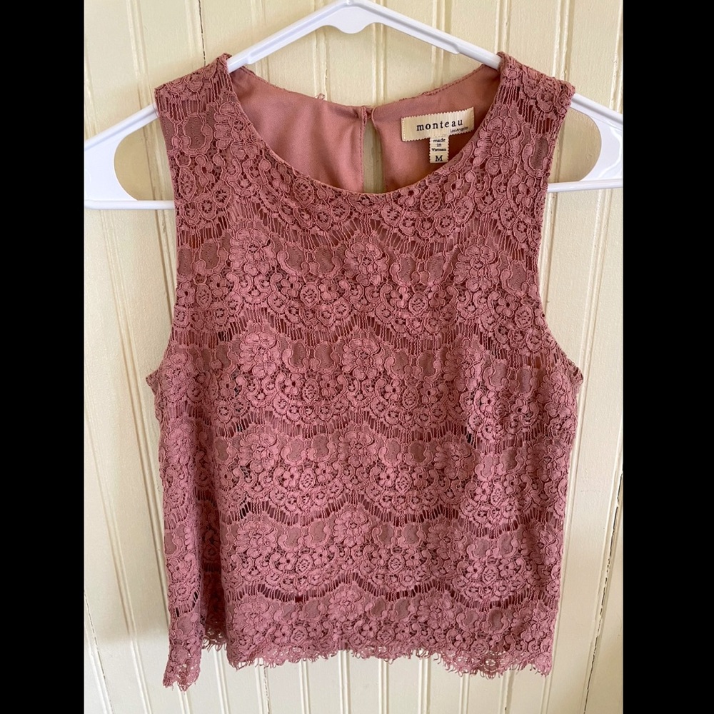 Lacy Cropped Sleeveless Tank